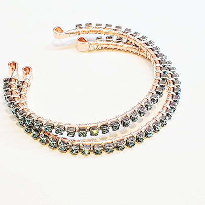Wire Wrapped Turquoise Crystal Tennis Bangle Bracelet