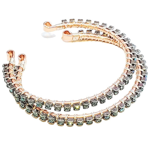Wire Wrapped Turquoise Crystal Tennis Bangle Bracelet
