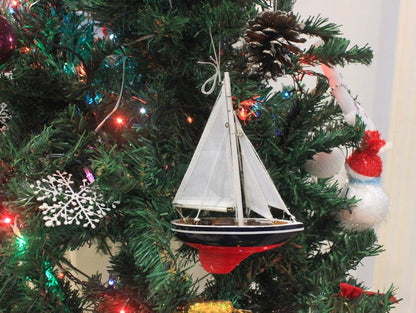 American Sailboat Christmas Tree Ornament 9""