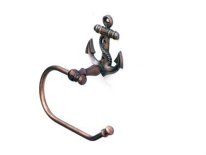 Antique Copper Anchor Toilet Paper Holder 10""