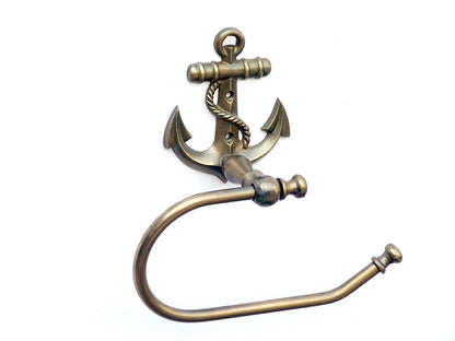 Antique Brass Anchor Hand Towel Holder 10""