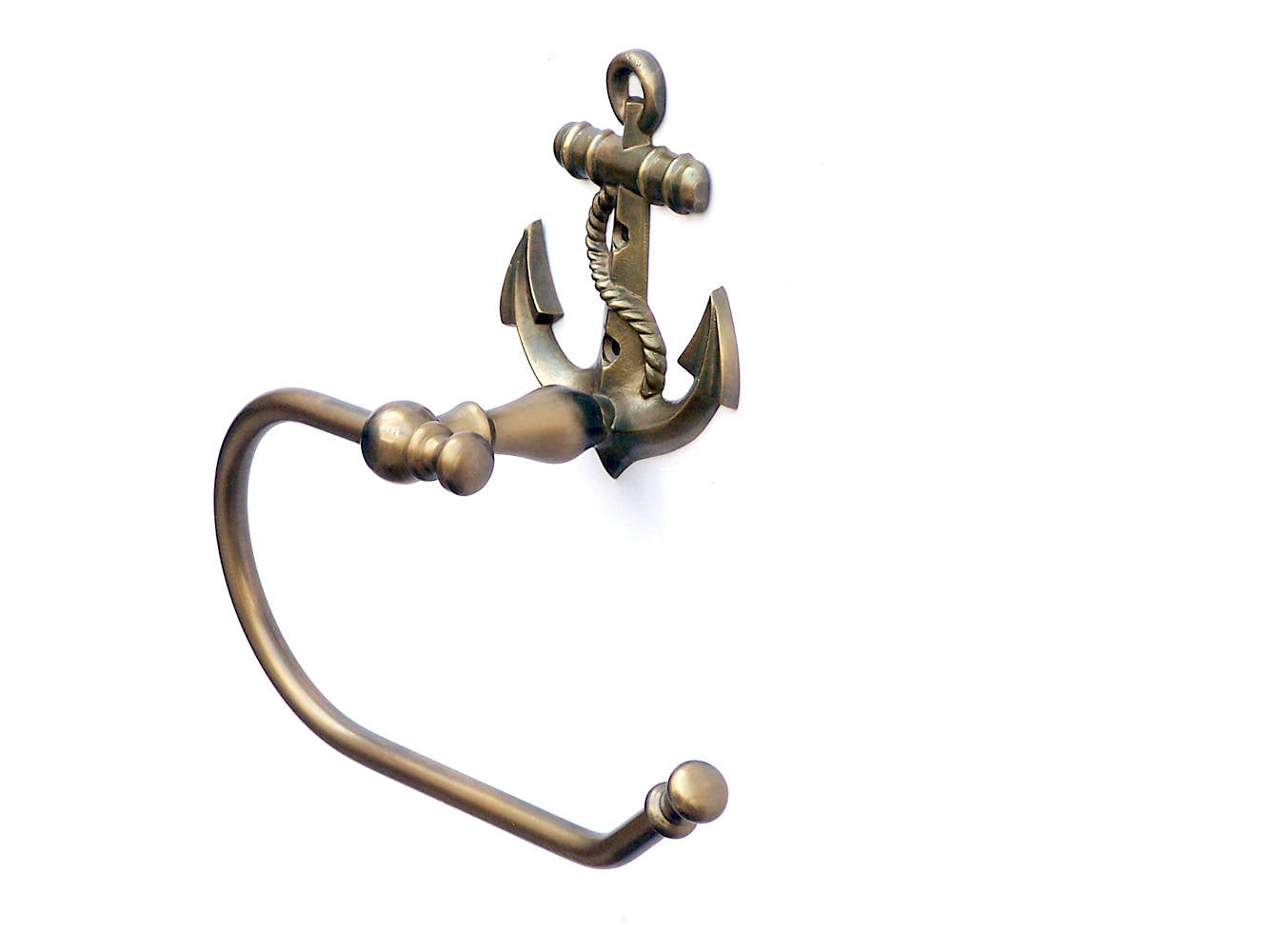 Antique Brass Anchor Hand Towel Holder 10""