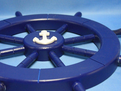 Dark Blue Decorative Ship Wheel with Anchor 18""