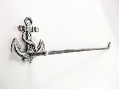 Rustic Silver Cast Iron Anchor Wall Mounted Paper Towel Holder 17""