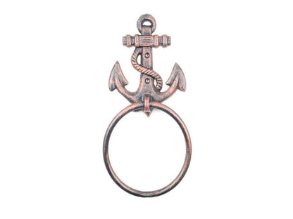 Rustic Copper Cast Iron Anchor Towel Holder 8.5""