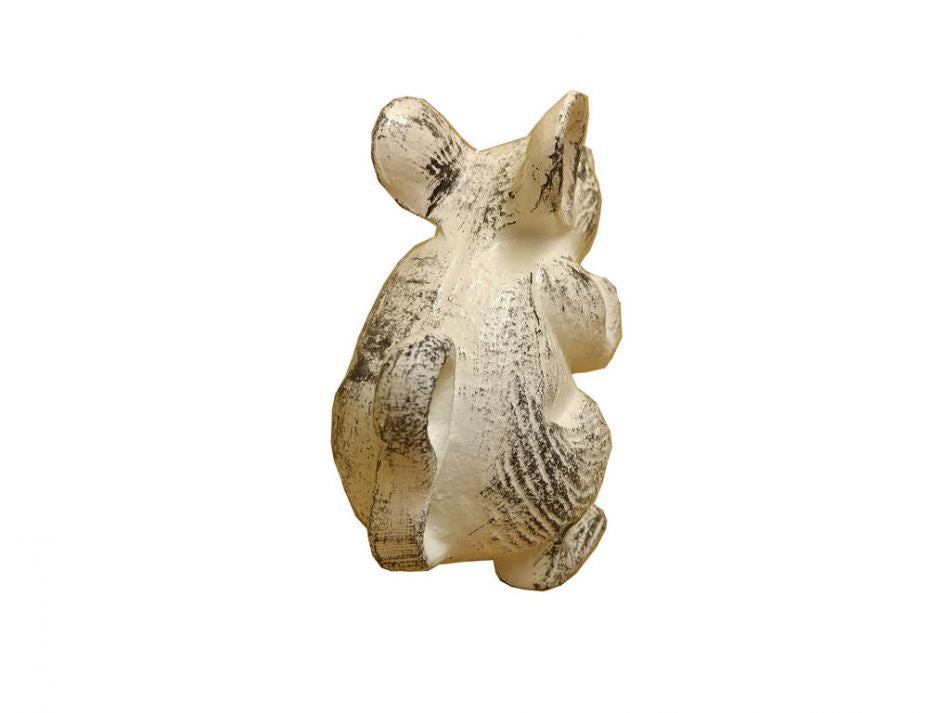 Whitewashed Cast Iron Mouse Door Stopper 5""