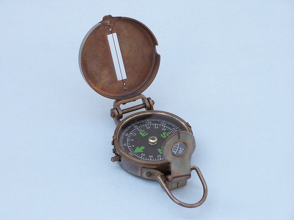 Antique Brass Military Compass 4""