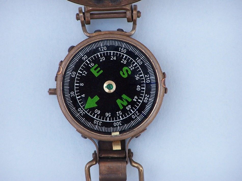 Antique Brass Military Compass 4""