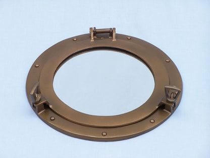 Antique Brass Decorative Ship Porthole Mirror 12""