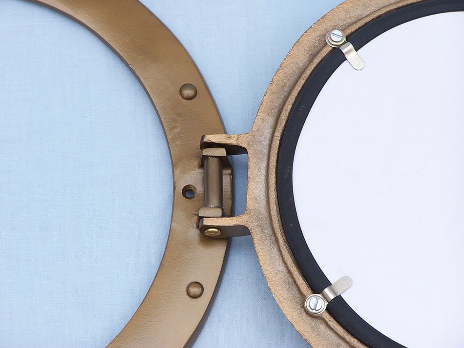 Antique Brass Decorative Ship Porthole Mirror 12""