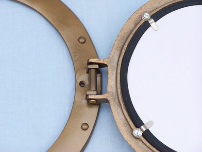 Antique Brass Decorative Ship Porthole Mirror 12""