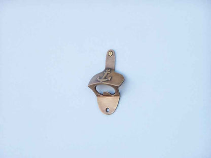 Antique Brass Wall Mounted Anchor Bottle Opener 3""
