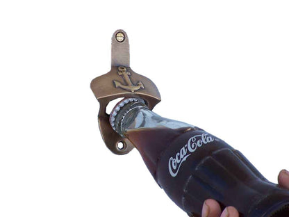 Antique Brass Wall Mounted Anchor Bottle Opener 3""