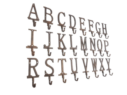 Rustic Copper Cast Iron Letter C Alphabet Wall Hook 6""