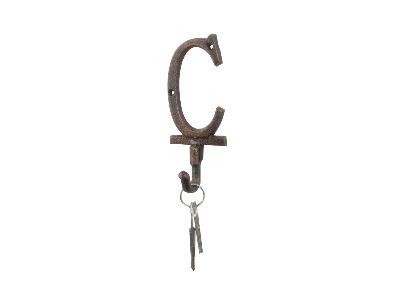 Rustic Copper Cast Iron Letter C Alphabet Wall Hook 6""