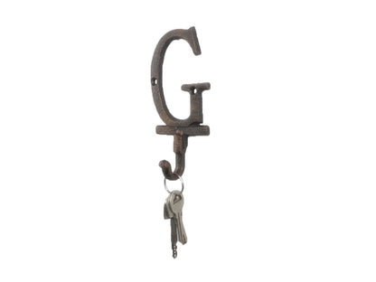 Rustic Copper Cast Iron Letter G Alphabet Wall Hook 6""
