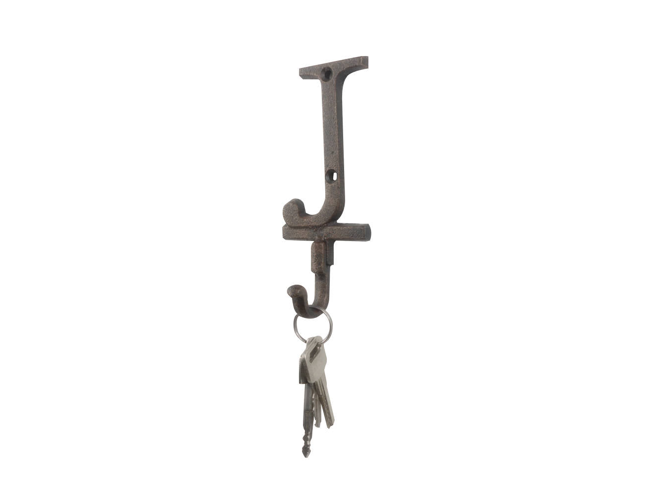 Rustic Copper Cast Iron Letter J Alphabet Wall Hook 6""