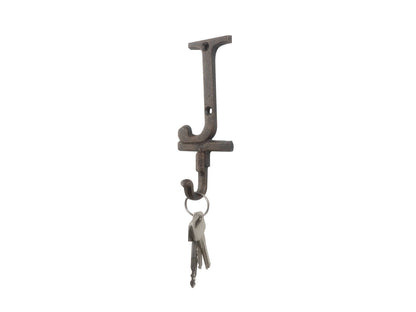 Rustic Copper Cast Iron Letter J Alphabet Wall Hook 6""