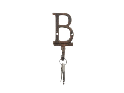 Rustic Copper Cast Iron Letter B Alphabet Wall Hook 6""