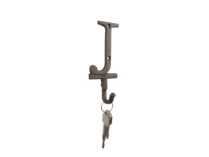 Rustic Copper Cast Iron Letter J Alphabet Wall Hook 6""