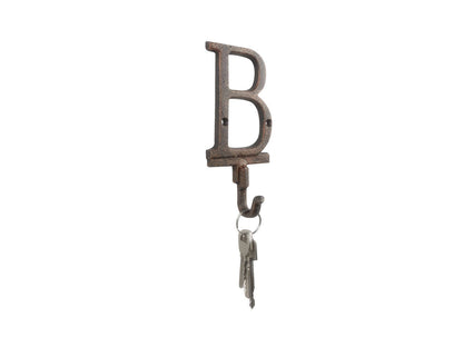 Rustic Copper Cast Iron Letter B Alphabet Wall Hook 6""