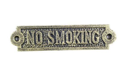 Antique Gold Cast Iron No Smoking Sign 6""