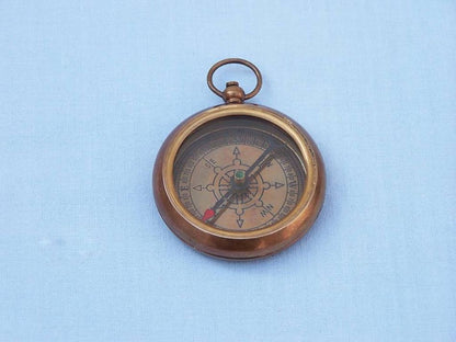 Antique Brass RMS Titanic White Star Lines Pocket Compass 3""