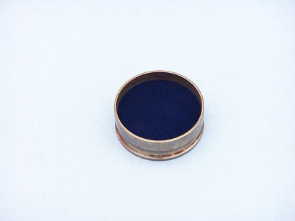 Antique Brass Paperweight Compass with Rosewood Box 3""