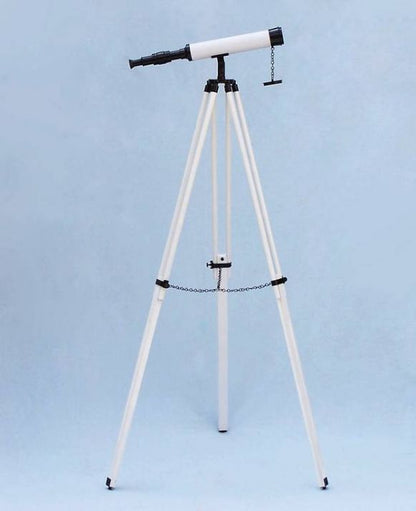 Floor Standing Bronze with White Leather Harbor Master Telescope 50""
