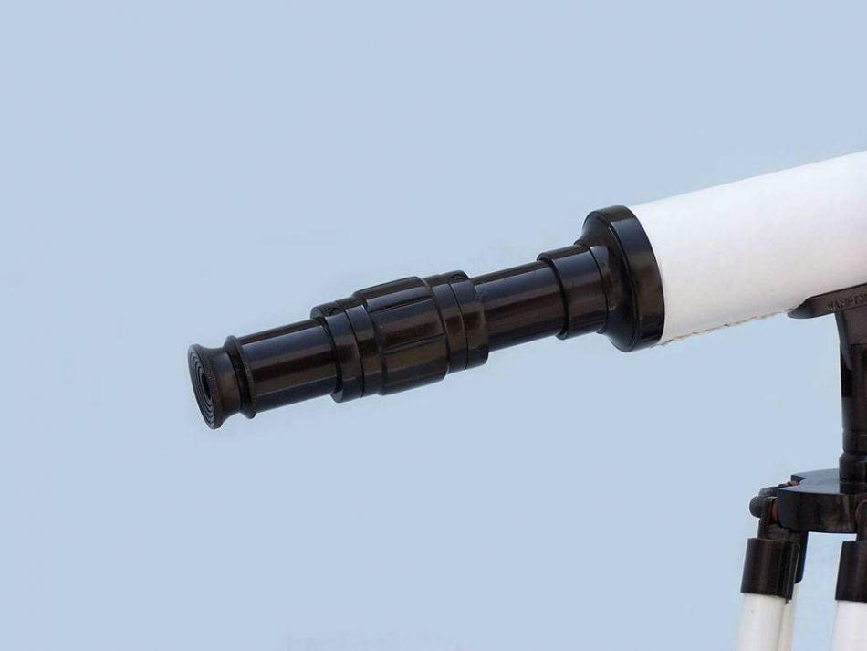 Floor Standing Bronze with White Leather Harbor Master Telescope 50""