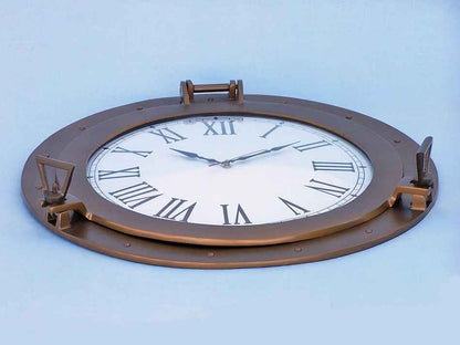 Antique Brass Decorative Ship Porthole Clock 24""