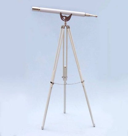 Floor Standing Chrome With White Leather Anchormaster Telescope 65""