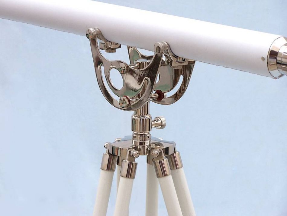 Floor Standing Chrome With White Leather Anchormaster Telescope 65""
