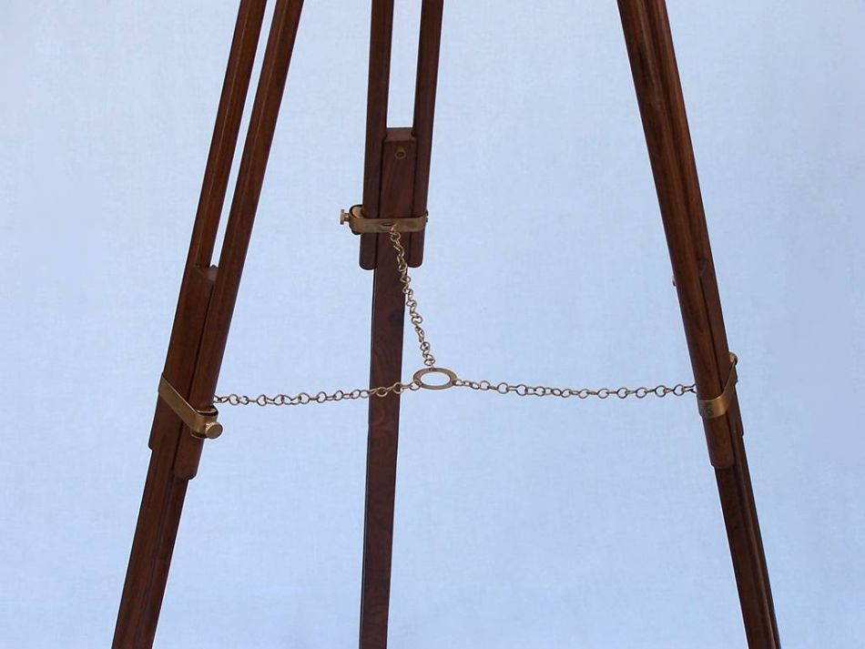 Floor Standing Antique Brass With Leather Griffith Astro Telescope 64""