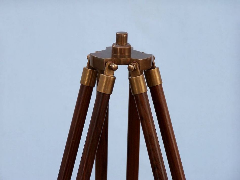 Floor Standing Antique Brass With Leather Harbor Master Telescope 50""