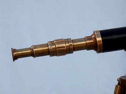 Floor Standing Antique Brass With Leather Harbor Master Telescope 50""