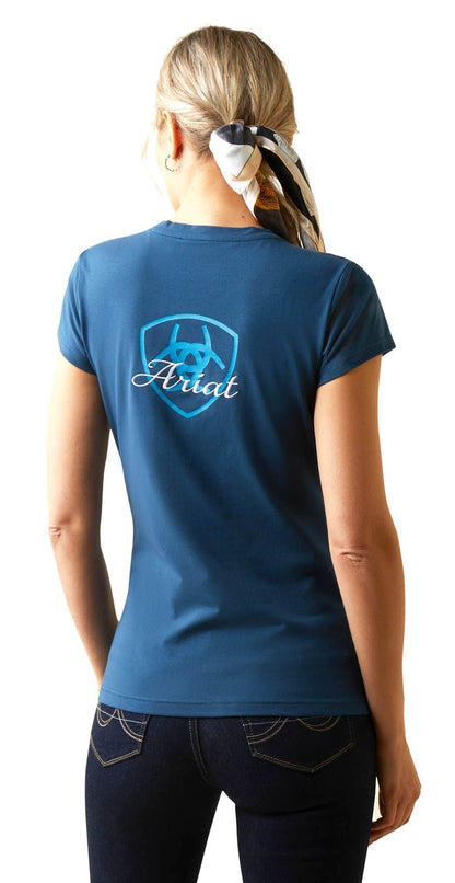 Ariat Women's Logo Script T-Shirt, Deep Petroleum