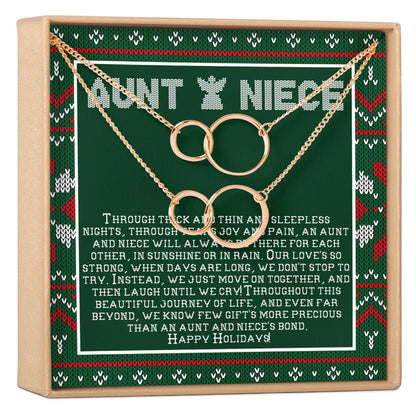 Aunt-Niece Christmas  Double Circles Necklace Set