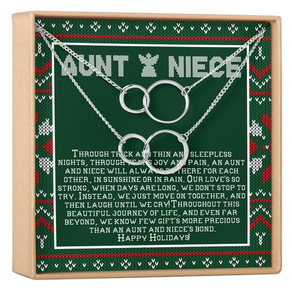 Aunt-Niece Christmas  Double Circles Necklace Set