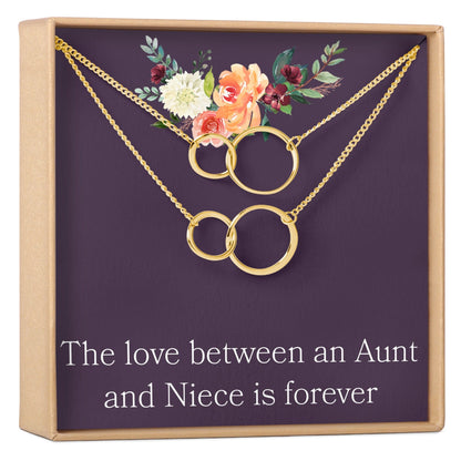 Aunt-Niece Double Circles Necklace Set