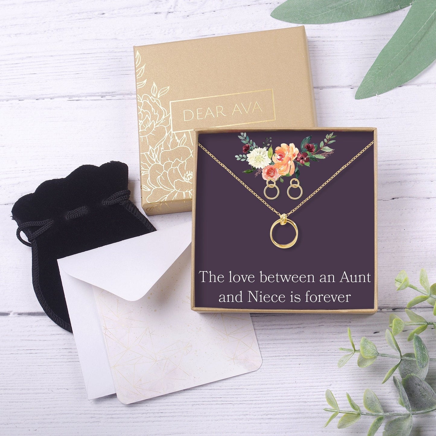 Aunt-Niece Linked Circles Earring and Necklace Jewelry Set