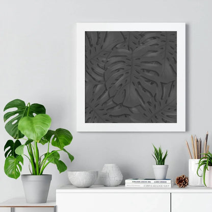 Charcoal Monstera Framed Print – Botanical Wall Art