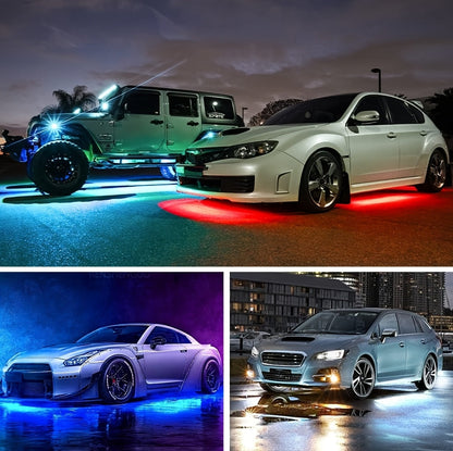 Car Lighting Kit, RGB Floor Lighting with Music Synchronization, Remote And App Control, Multiple Color Combinations, Remote Compatibility