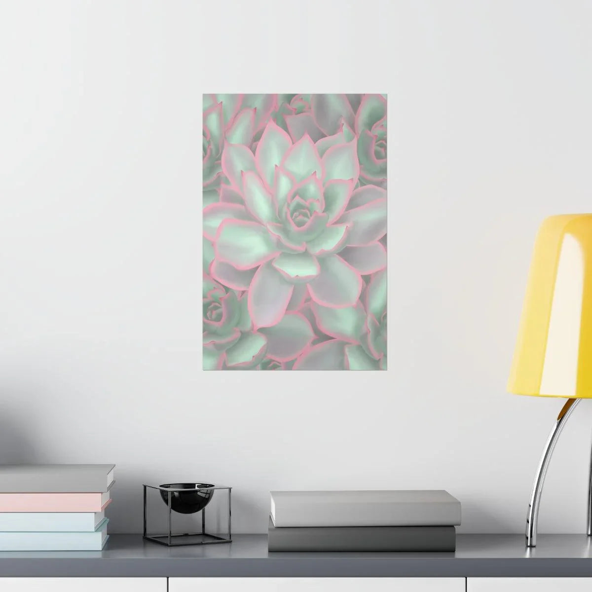 Echeveria Violet Queen Succulent Pattern Botanical Print – Unframed Wall Art