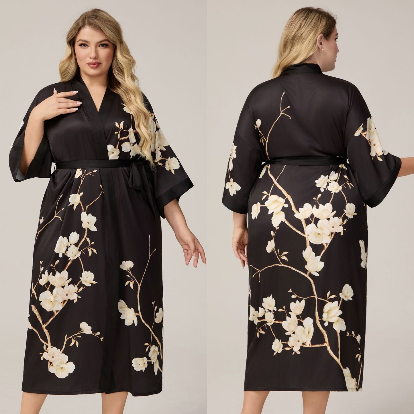 Womens Luxe Satin Robe - Lightweight Imitation Silk Loungewear & Sleepwear