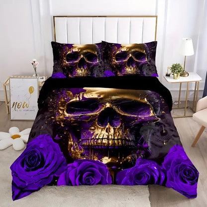 Rose Skull Printed Home Textile Bedding Suit