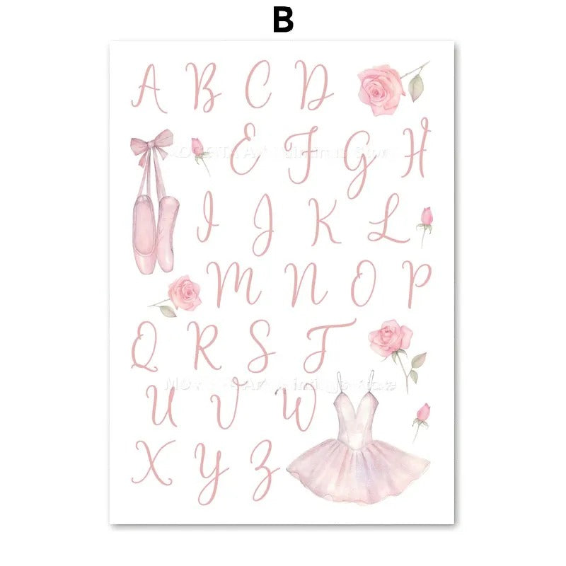 Ballet Alphanumeric Children's Room Art Canvas Painting