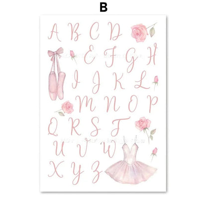 Ballet Alphanumeric Children's Room Art Canvas Painting