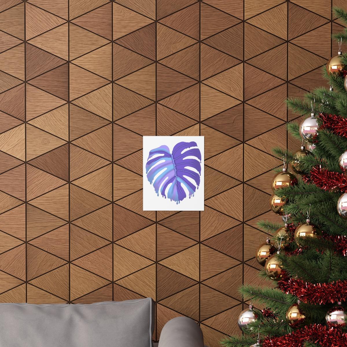 Purple Melting Monstera Botanical Print – Unframed Wall Art