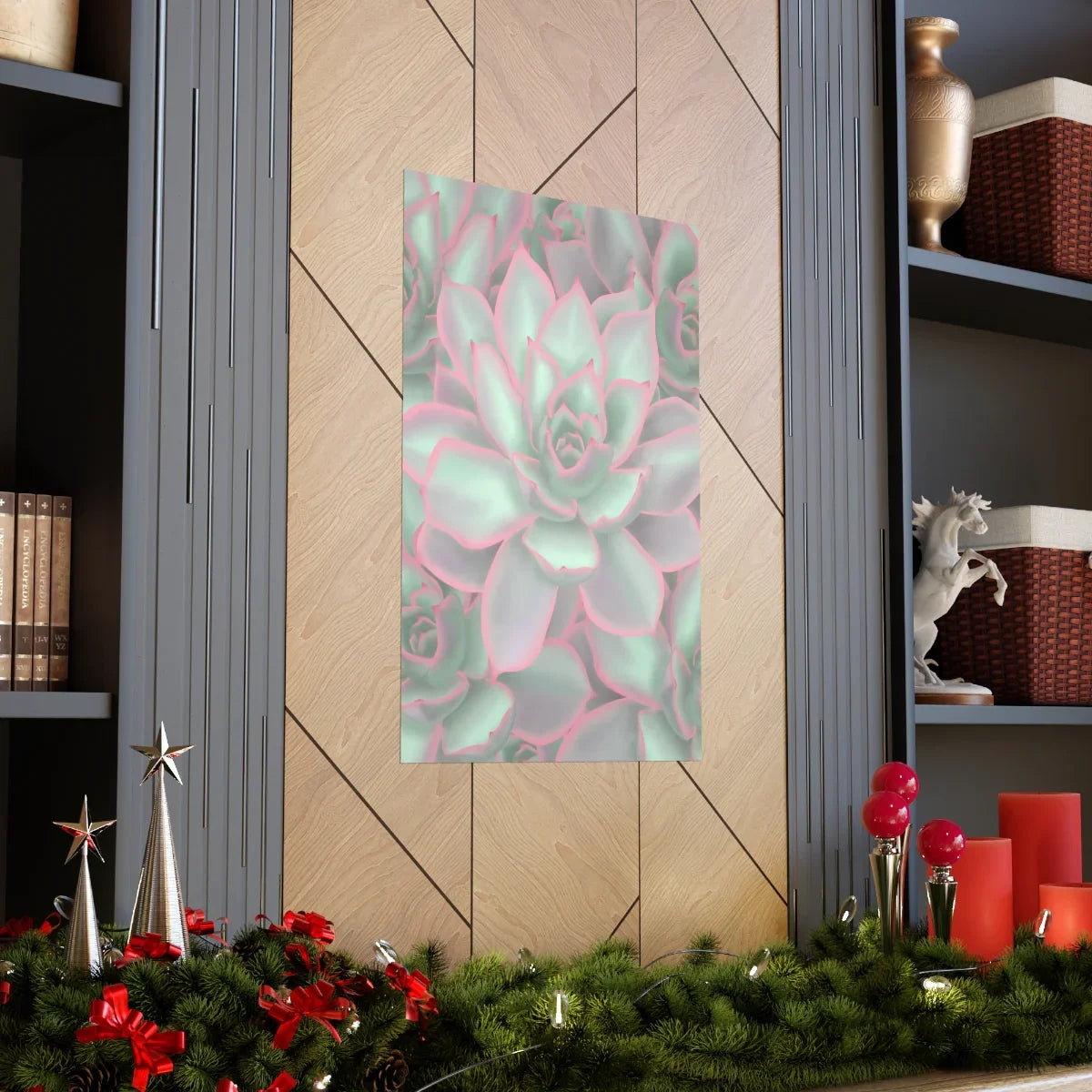 Echeveria Violet Queen Succulent Pattern Botanical Print – Unframed Wall Art